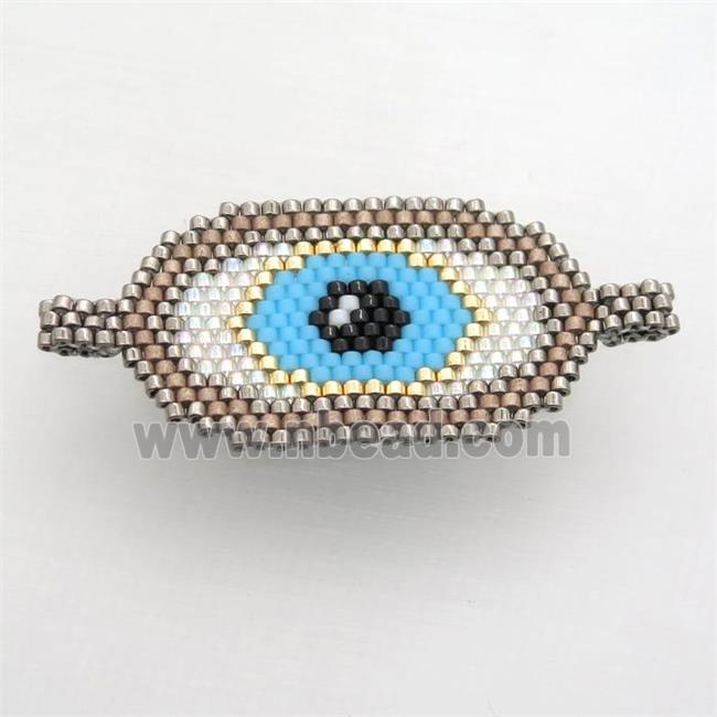 Handcraft eye connector with seed glass beads