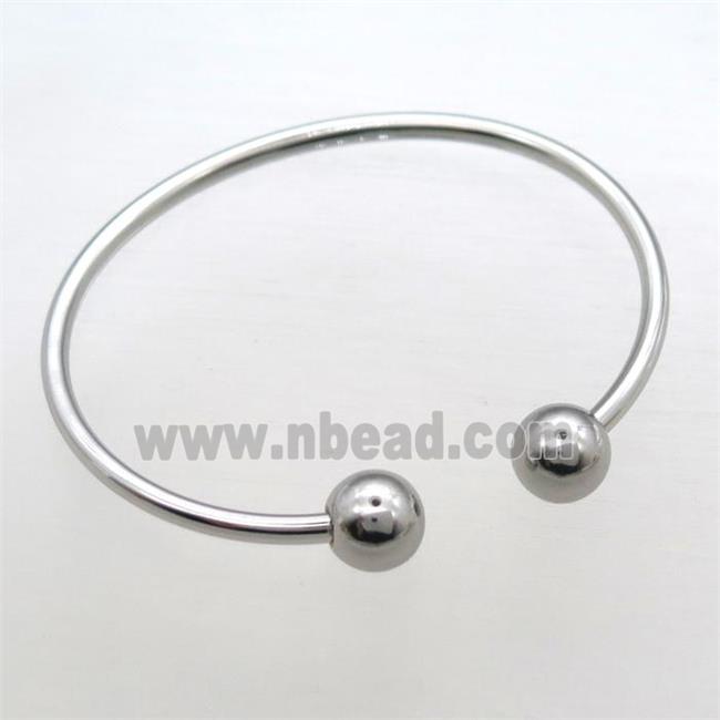 Stainless Steel Bangle, platinum plated