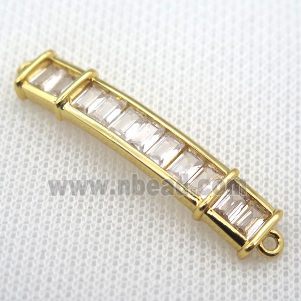 copper stick connector paved zircon, gold plated