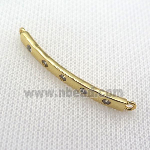 copper stick connector paved zircon, gold plated