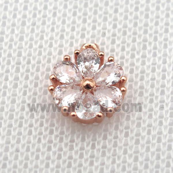 copper flower pendant paved zircon, rose gold