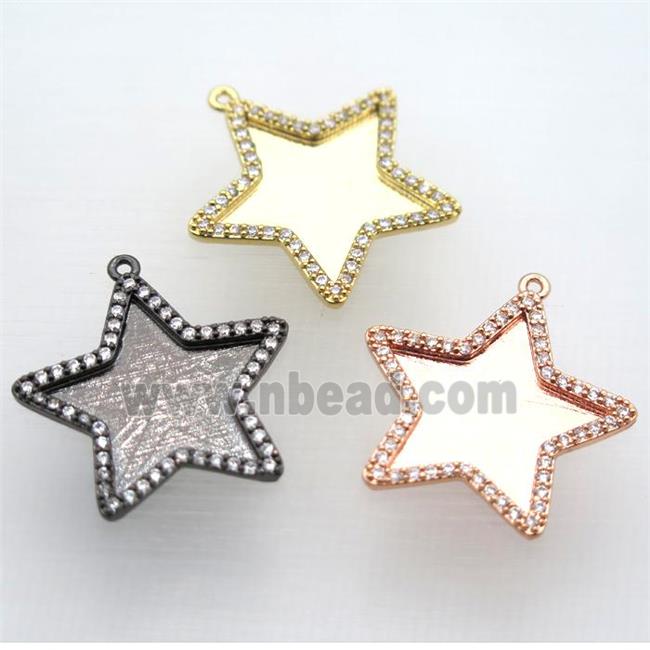 copper star pendant paved zircon, mix color