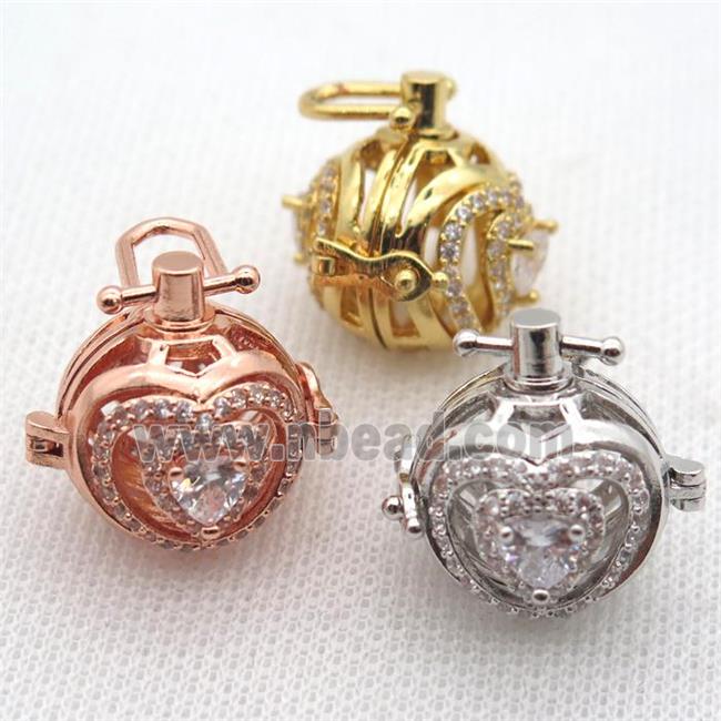 copper locket pendant pave zircon, mix color