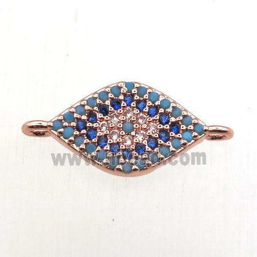 copper eye connector pave zircon, rose gold