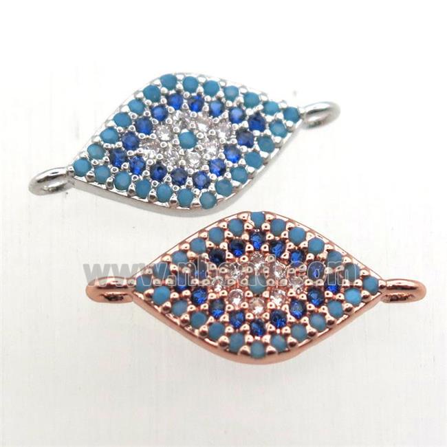 copper eye connector pave zircon, mixed color