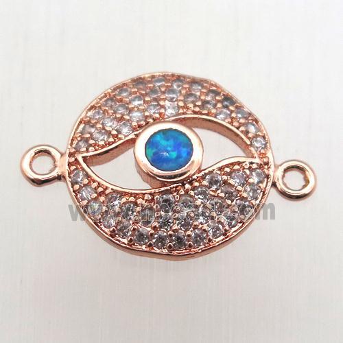 copper eye connector pave zircon, rose gold