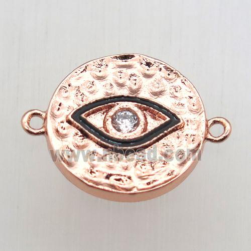 copper eye connector pave zircon, rose gold