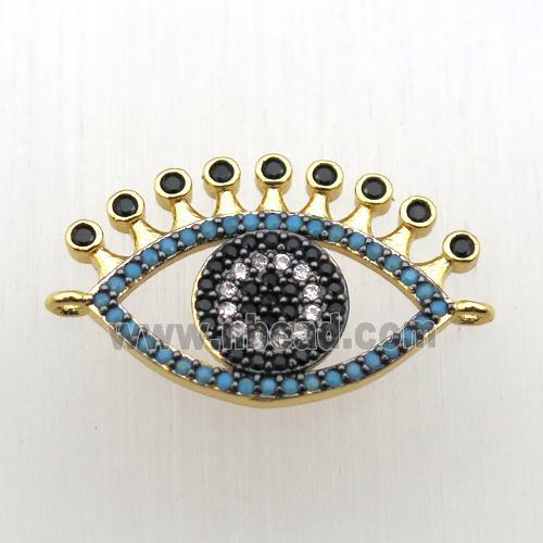 copper eye connector pave zircon, gold plated