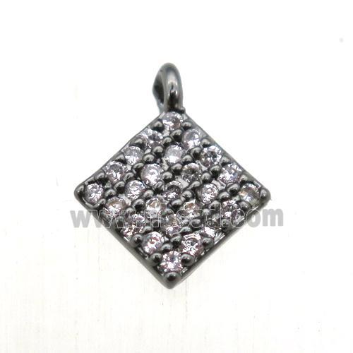 copper square pendant pave zircon, black plated