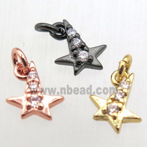 copper star pendant pave zircon, mix color