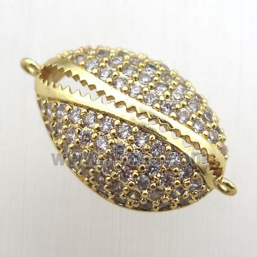 copper connector pave zircon, gold plated