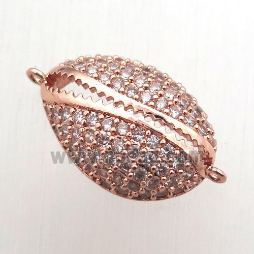 copper connector pave zircon, rose gold