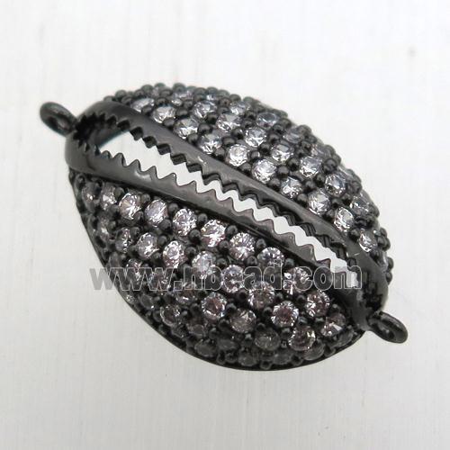 copper connector pave zircon, black plated