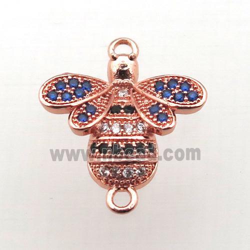 copper honeybee connector pave zircon, rose gold