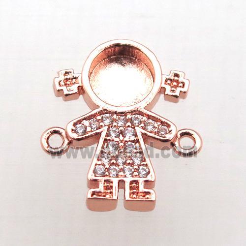 copper kids connector pave zircon, rose gold