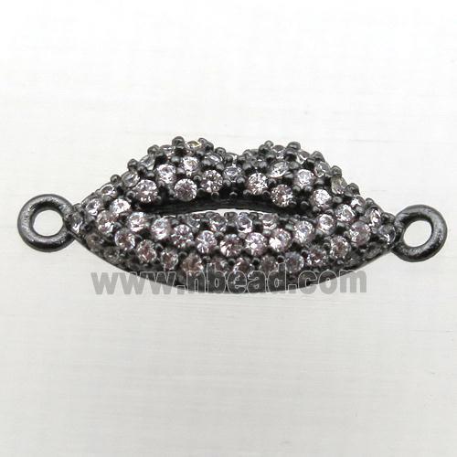 copper lip connector pave zircon, black plated