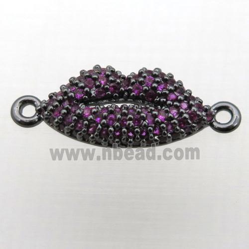 copper lip connector pave zircon, black plated