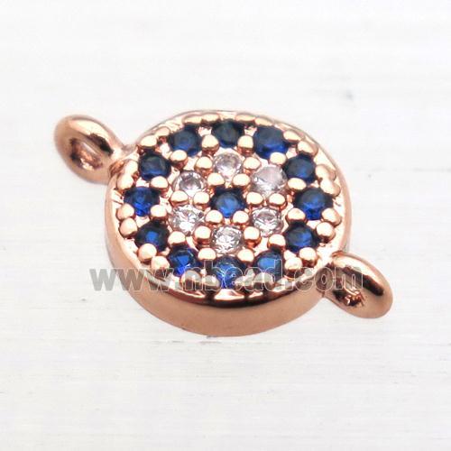 copper circle connector pave zircon, rose gold