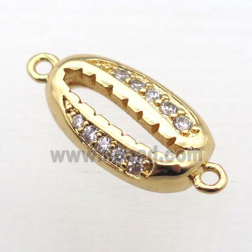 copper connector pave zircon, gold plated