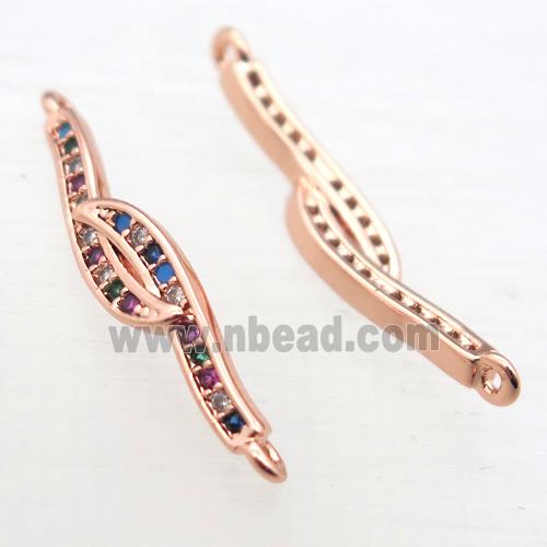 copper connector pave zircon, rose gold