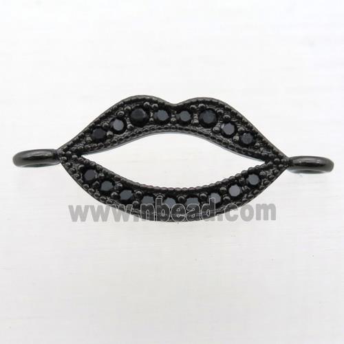 copper lip connector pave zircon, black plated