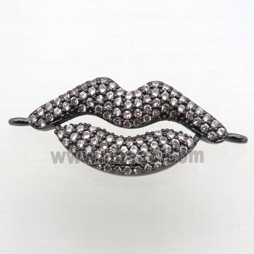 copper lip connector pave zircon, black plated