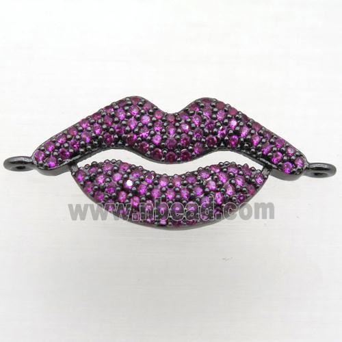 copper lip connector pave zircon, black plated