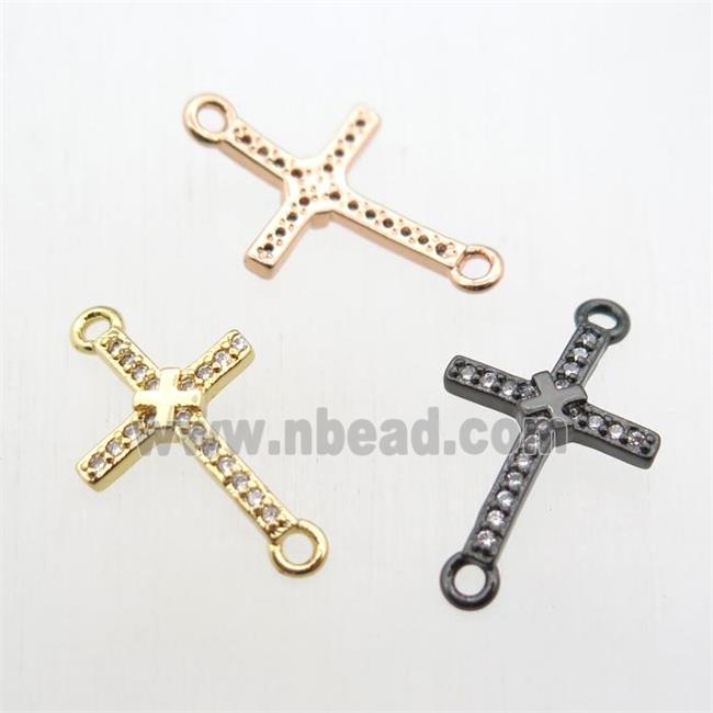 copper cross connector paved zircon, mix color