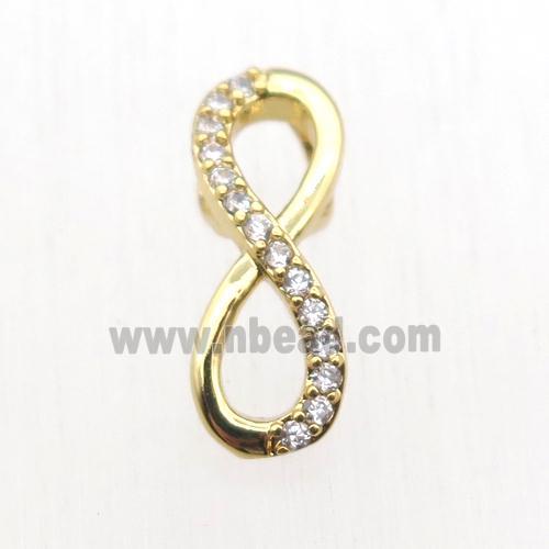 copper Infinity connector paved zircon, gold plated