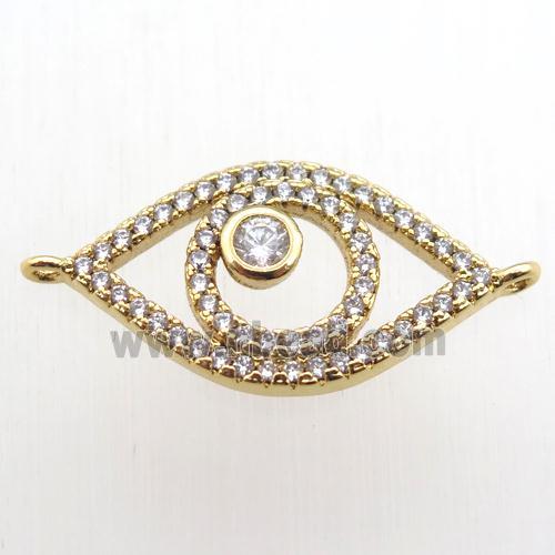 copper eye connector paved zircon, gold plated