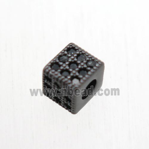 copper cube beads paved zircon, black plated