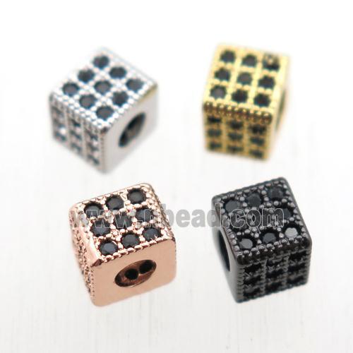 copper cube beads paved zircon, mix color