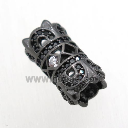 copper tube beads paved zircon, black plated