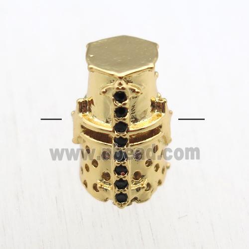 copper bead paved zircon, gold plated