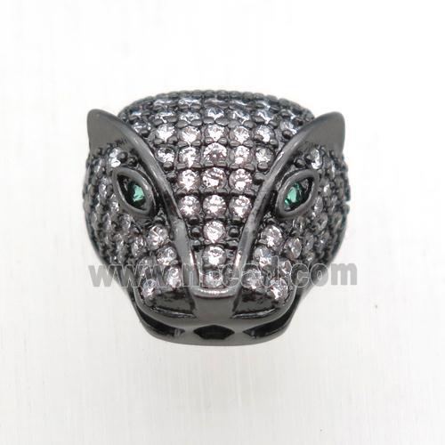 copper pantherhead beads paved zircon, black plated