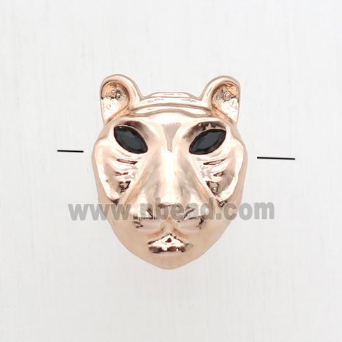 copper pantherhead beads paved zircon, rose gold