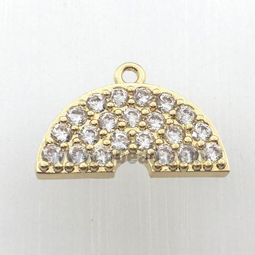 copper rainbow pendant pave zircon, gold plated