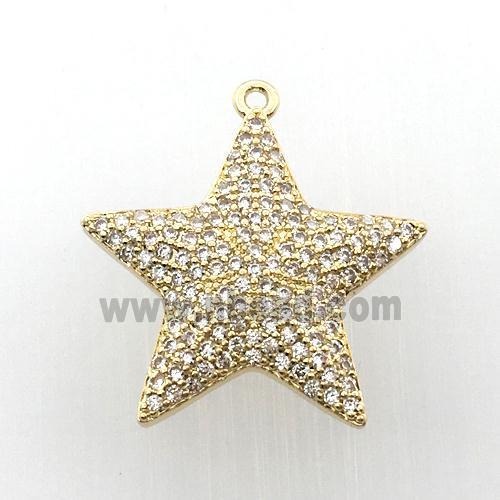 copper star pendant pave zircon, gold plated