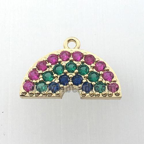 copper rainbow pendant pave zircon, gold plated