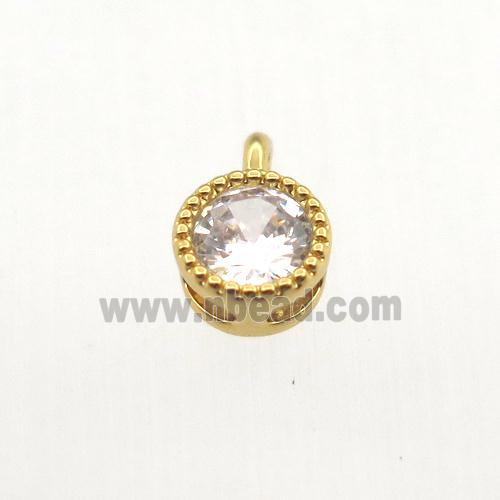 copper pendant pave zircon, circle, gold plated