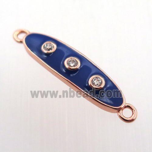 copper oval connector pave zircon with enameling, rose gold