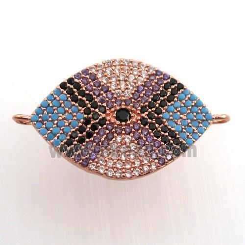 copper eye connector paved zircon, rose gold