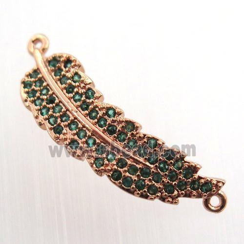 copper leaf connector paved zircon, rose gold