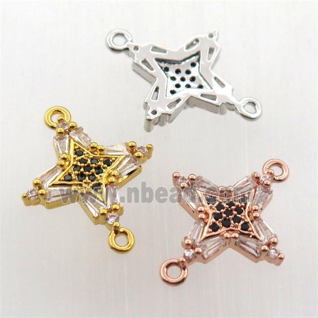 copper cross connector paved zircon, mix color