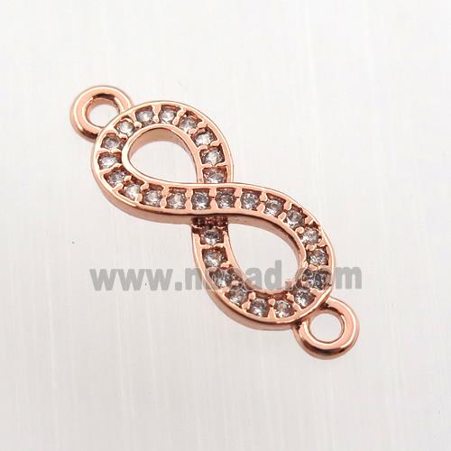 copper infinity connector paved zircon, rose gold