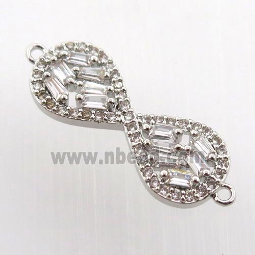 copper infinity connector paved zircon, platinum plated