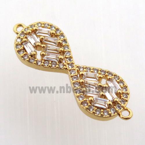 copper infinity connector paved zircon, gold plated