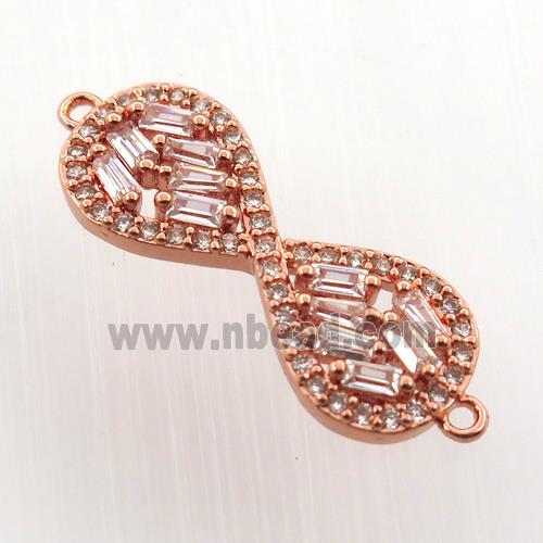 copper infinity connector paved zircon, rose gold