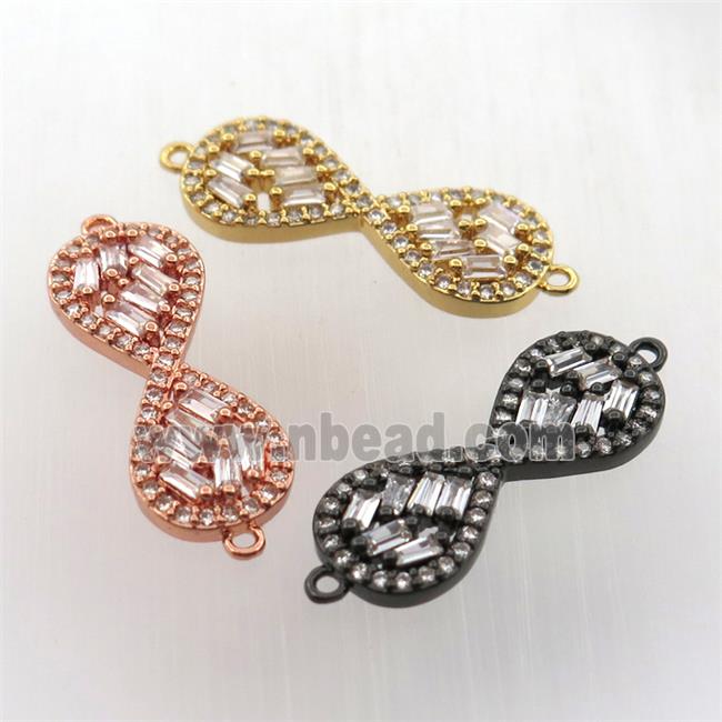 copper infinity connector paved zircon, mix color