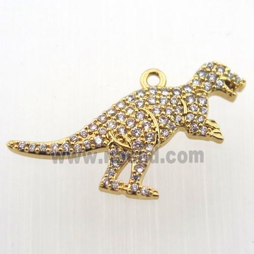 copper dragon pendant paved zircon, gold plated